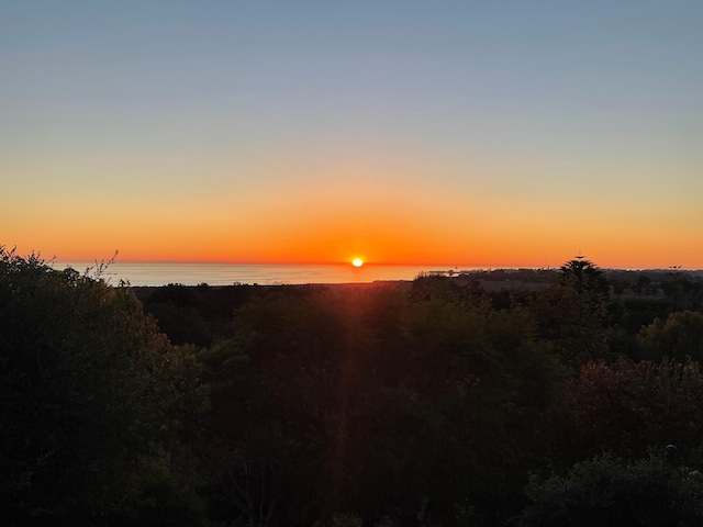 nature at dusk featuring a water view