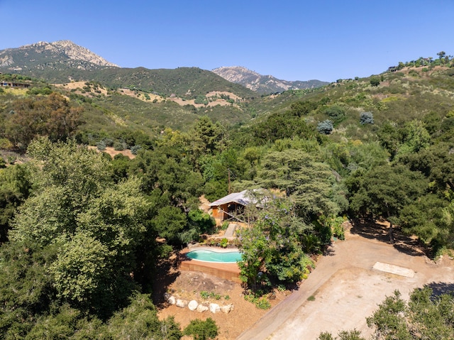 aerial view featuring a mountain view