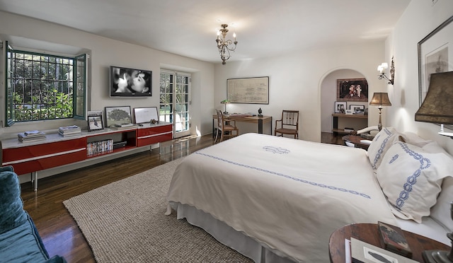 2925 Sycamore Canyon Rd, Montecito, CA 93108 - bedroom featuring wood finished floors and a notable chandelier