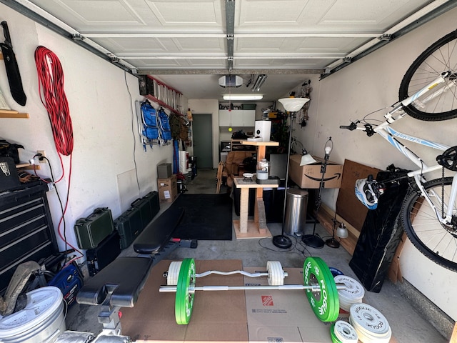 garage with a garage door opener