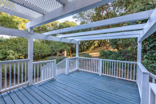 wooden terrace featuring a pergola