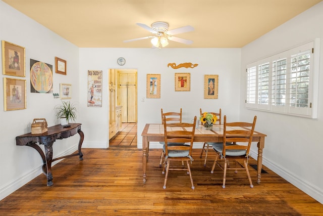 3050 Serena Rd, Santa Barbara, CA 93105 - dining space with baseboards, ceiling fan, and wood finished floors