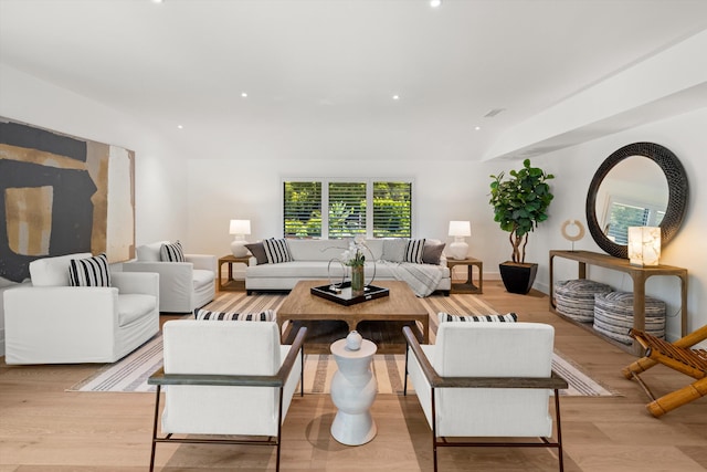 living room featuring light hardwood / wood-style flooring