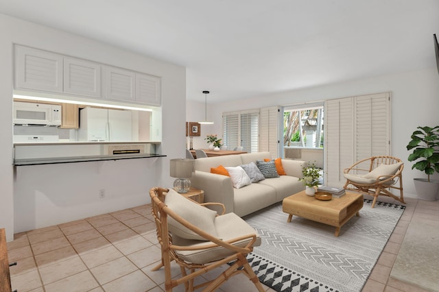 view of tiled living room