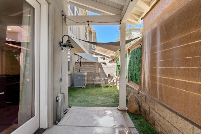 view of patio featuring central AC unit