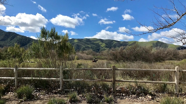 mountain view featuring a rural view