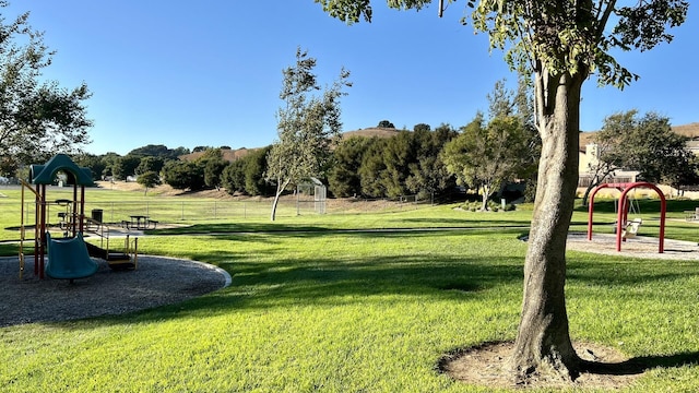 view of community with a yard and playground community