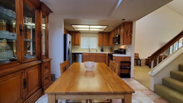 dining area featuring stairway and visible vents