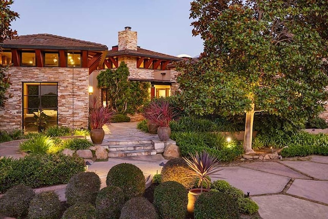 434 Crocker Sperry Dr, Montecito, CA 93108 - exterior space with stone siding and a chimney