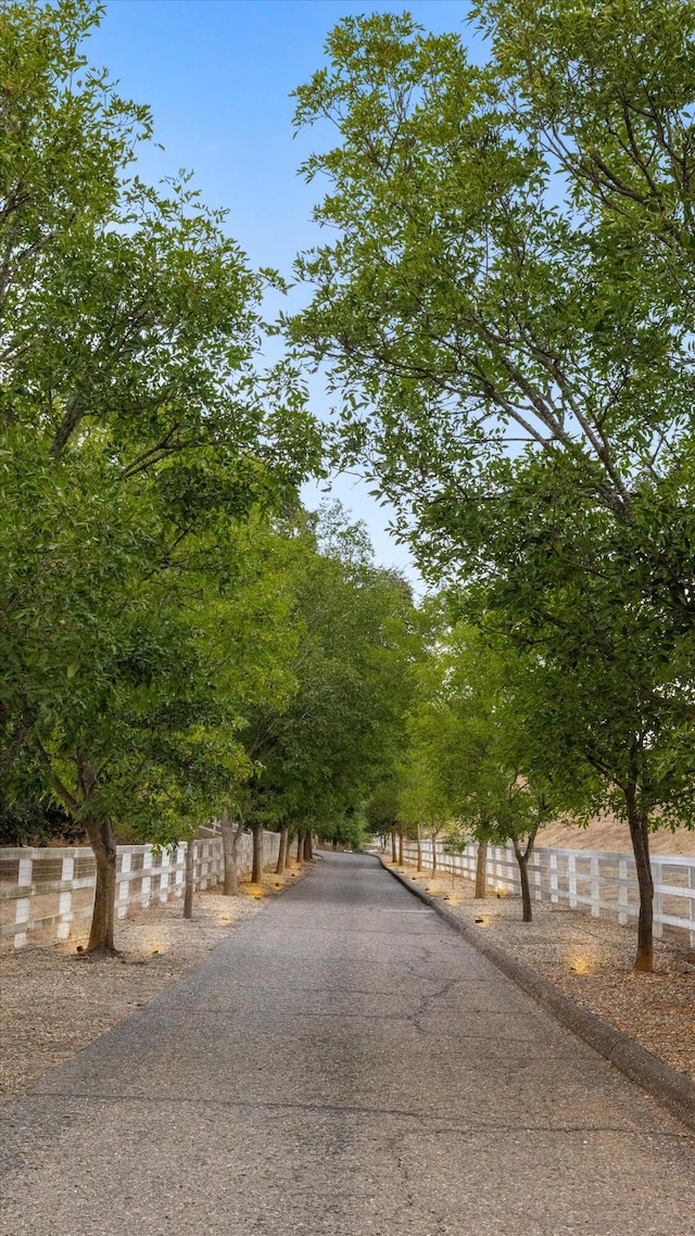 view of street with a rural view