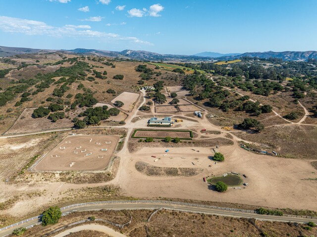 birds eye view of property with a mountain view