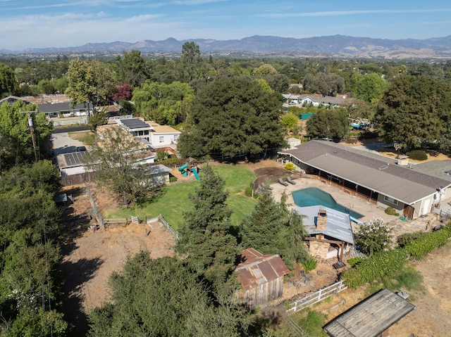 bird's eye view featuring a mountain view