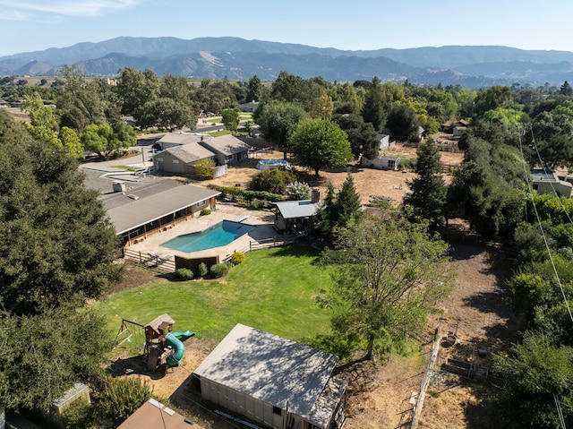 drone / aerial view with a mountain view