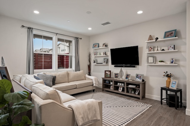 living room with wood-type flooring