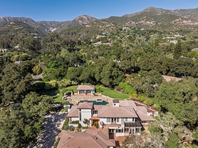 aerial view with a mountain view