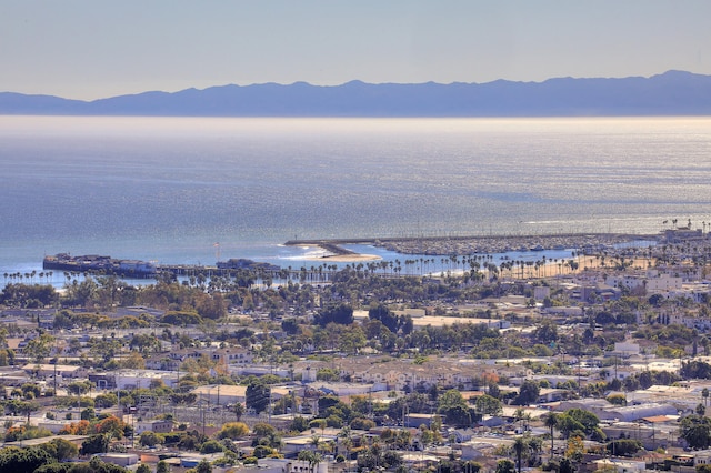 aerial view with a water and mountain view