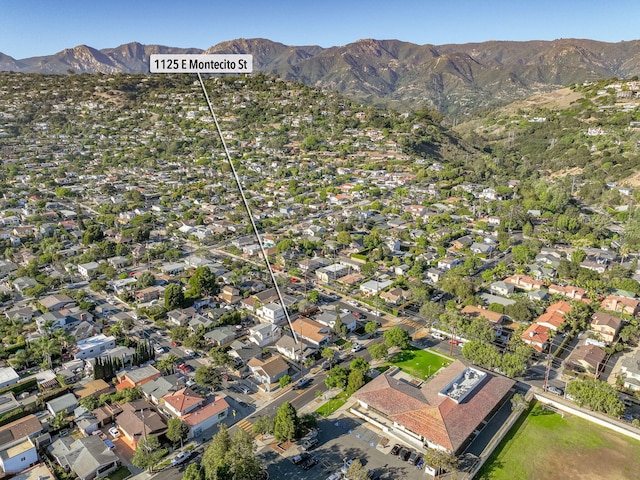 aerial view with a mountain view