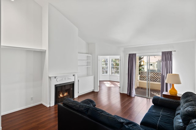 living room with dark wood-type flooring