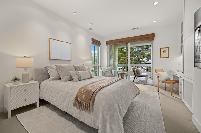 71 Seaview Dr, Santa Barbara, CA 93108 - bedroom featuring access to exterior, carpet flooring, recessed lighting, and baseboards