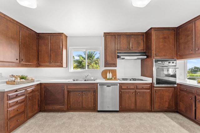 kitchen featuring sink, dark brown cabinetry, and stainless steel appliances