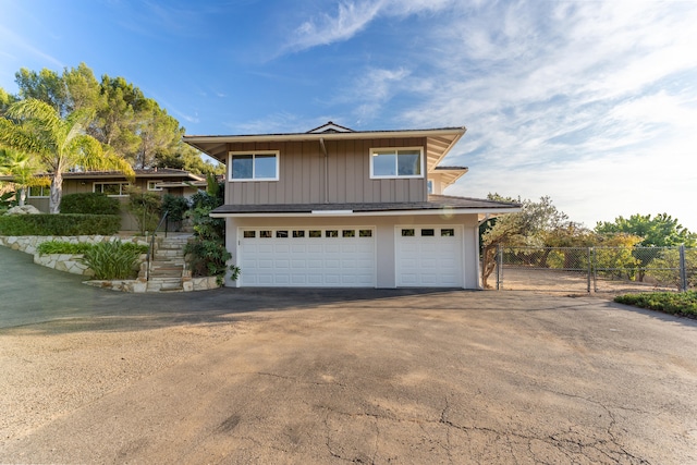 exterior space featuring a garage