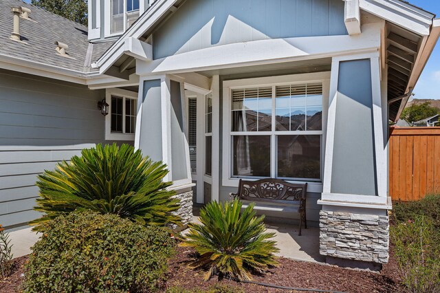 320 Savanna Dr, Los Alamos, CA 93440 - view of exterior entry with fence and covered porch