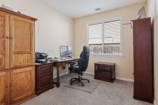 office with light carpet