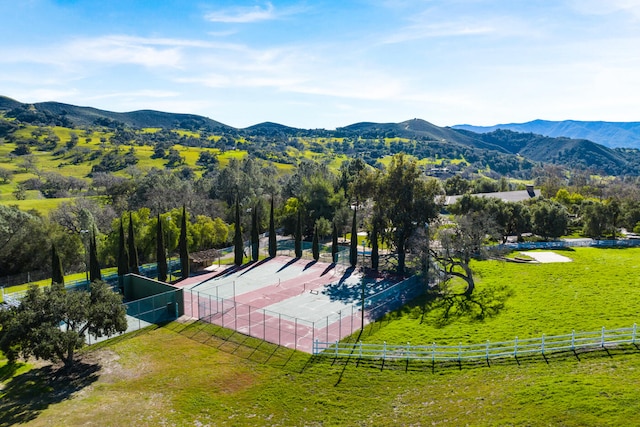 birds eye view of property featuring a rural view and a mountain view