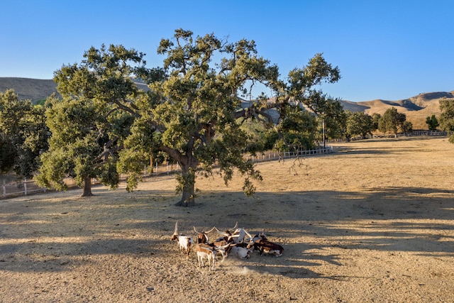 exterior space featuring a rural view and a mountain view