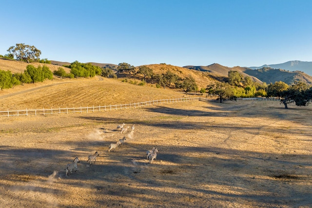 view of mountain feature featuring a rural view