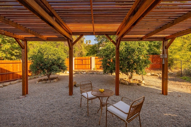 view of patio / terrace featuring a pergola