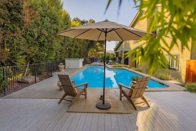 view of pool featuring a deck