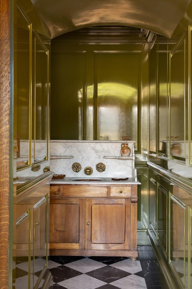 5200 Armour Ranch Rd, Santa Ynez, CA 93460 - bathroom featuring tile patterned floors and lofted ceiling