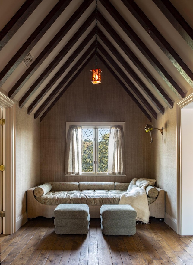 5200 Armour Ranch Rd, Santa Ynez, CA 93460 - living room with hardwood / wood-style flooring and wallpapered walls