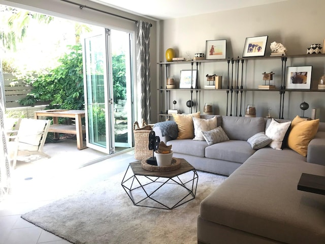 view of tiled living room