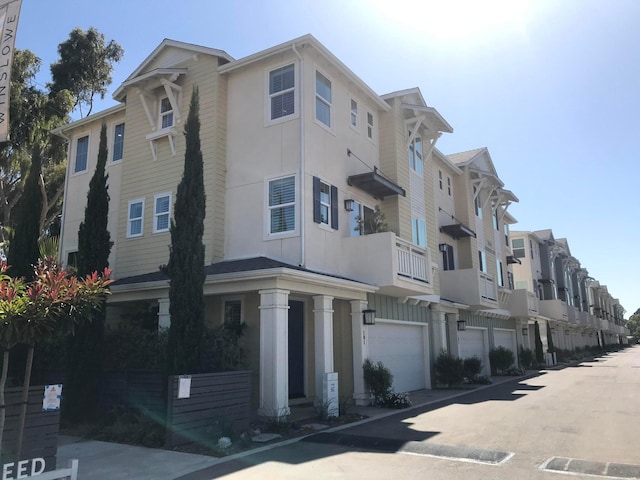 view of building exterior featuring a garage