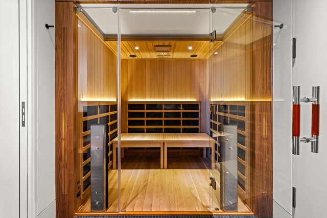 view of sauna / steam room featuring wood-type flooring