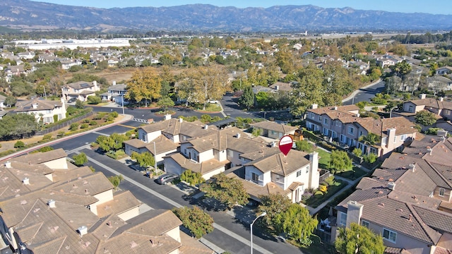 drone / aerial view featuring a mountain view