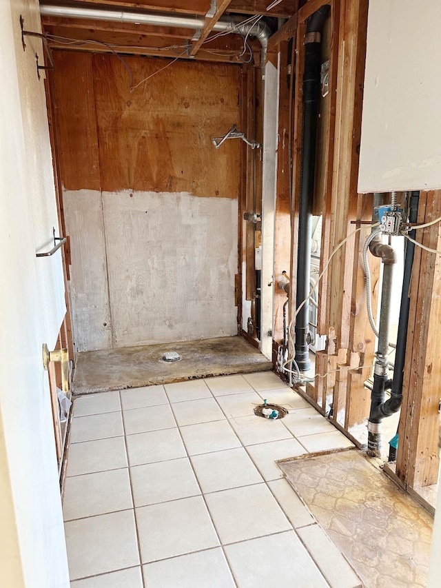 interior space featuring light tile patterned floors