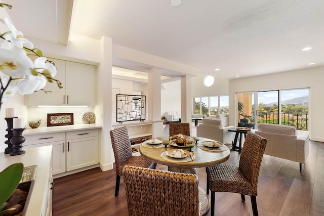 dining space featuring dark hardwood / wood-style flooring