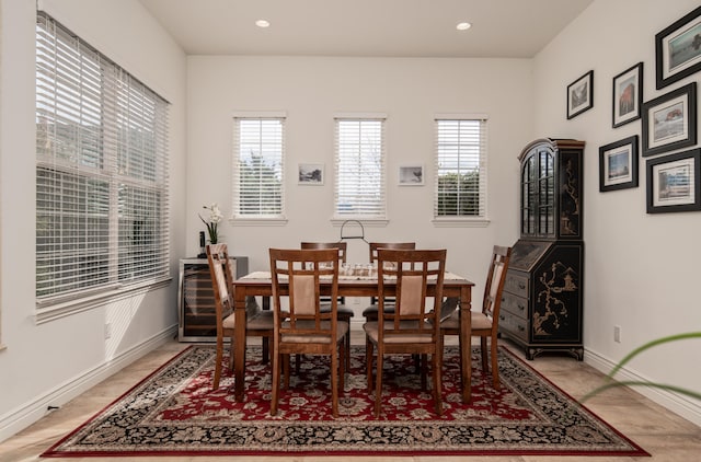 dining room featuring beverage cooler