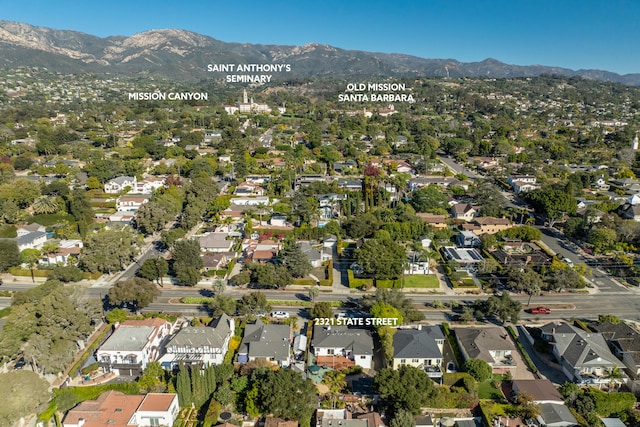 aerial view with a mountain view