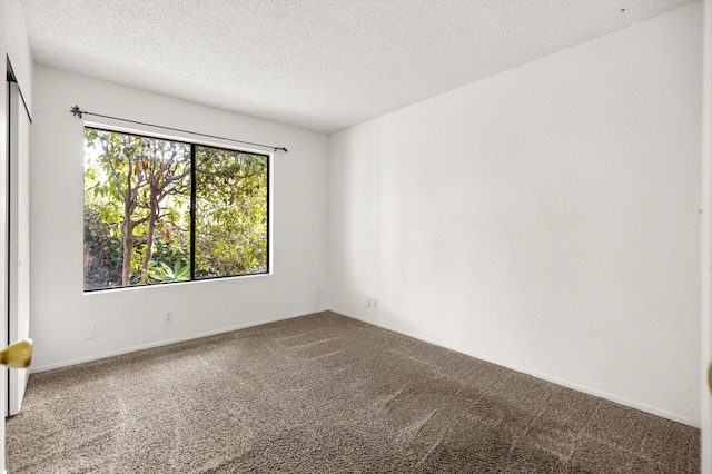 carpeted empty room with a textured ceiling