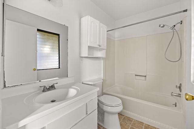 full bathroom with vanity, toilet, and shower / bath combination