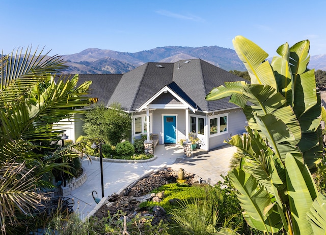 view of front of house with a mountain view