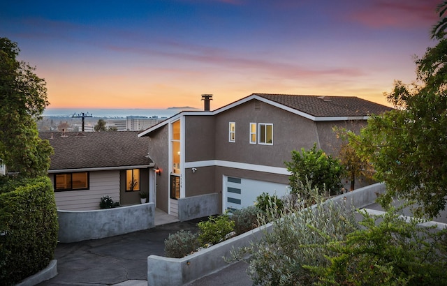 view of front of house with a garage