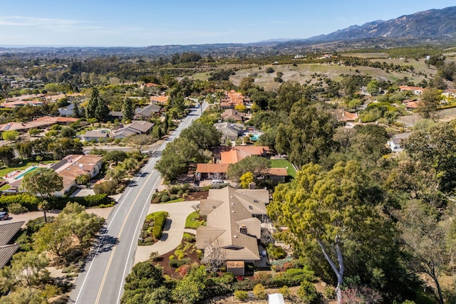 aerial view featuring a residential view and a mountain view