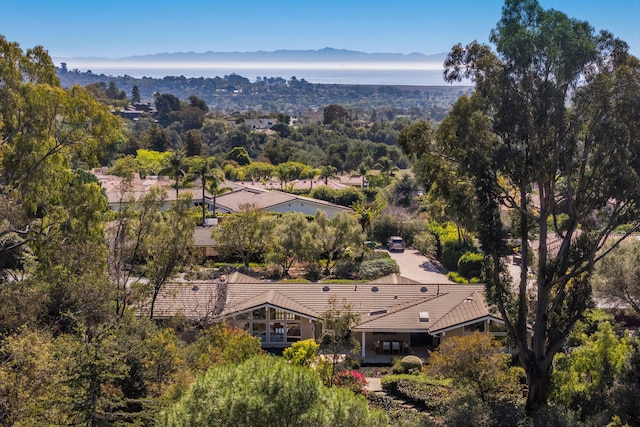 birds eye view of property featuring a mountain view