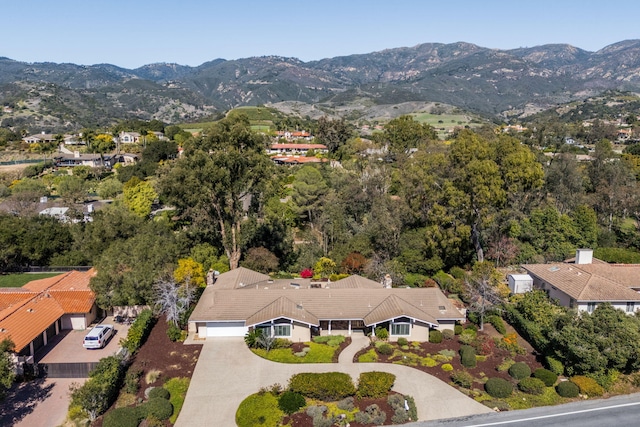 aerial view with a mountain view