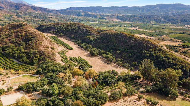 aerial view with a mountain view